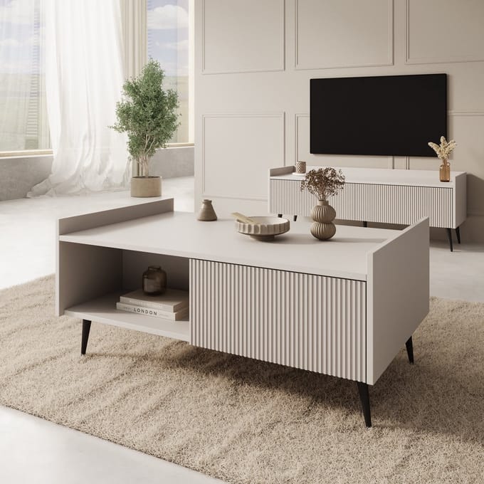 Meubella - Asty - Salontafel - Beige - 100 cm