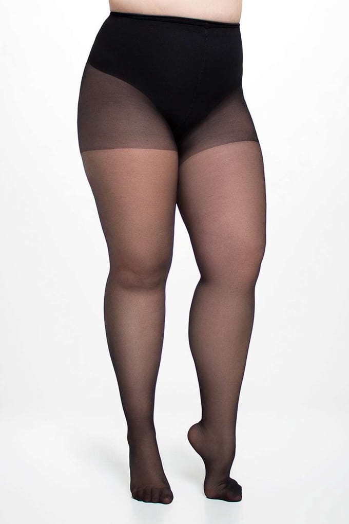 Giulia - Positive Style (grote maat) 20den sheer Panty met ondersteuning (multipack) - Zwart - 3XL