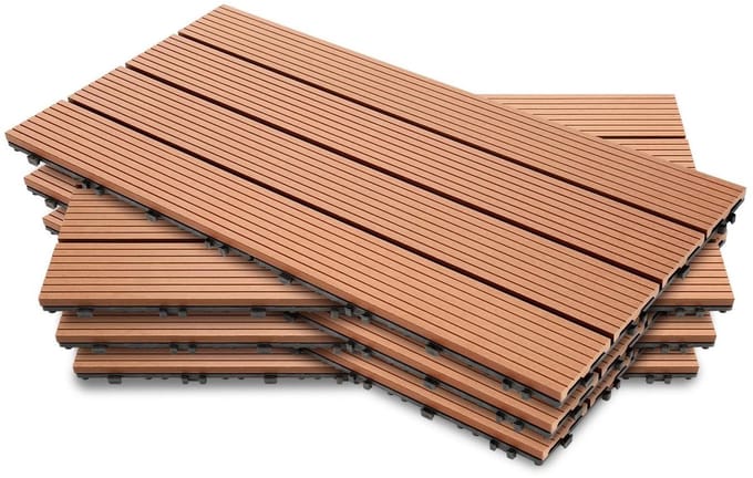 WPC Terrasplanken - Tuintegels Kliksysteem - Balkon Inrichten - Waterdicht Composiet - 30 x 60 cm - Bruin