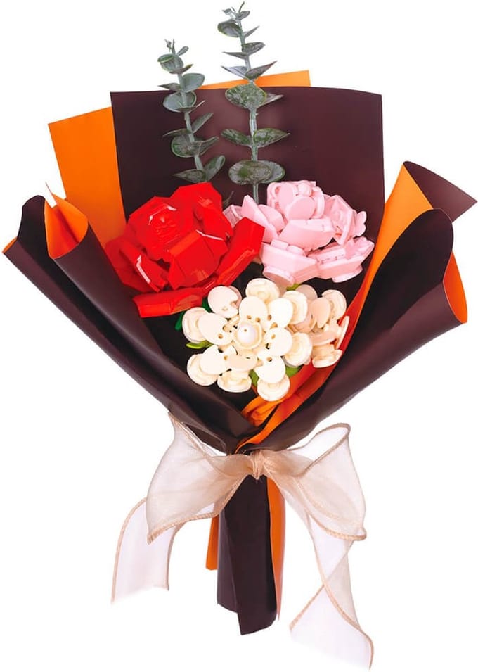 Eurekakids Bouwset Boeket Bloemen - Multicolor Bos - 275 Bouwstenen - In Giftbox - 36 x 20 x 6 cm