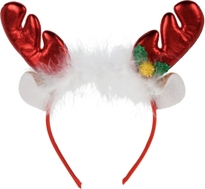 Home & styling Kerst diadeem/haarband - rendier gewei met oren - rood - polyester