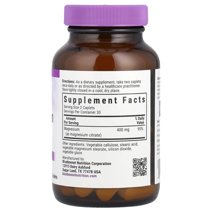 Bluebonnet Nutrition, Magnesiumcitraat, 200 mg, 60 Dragees