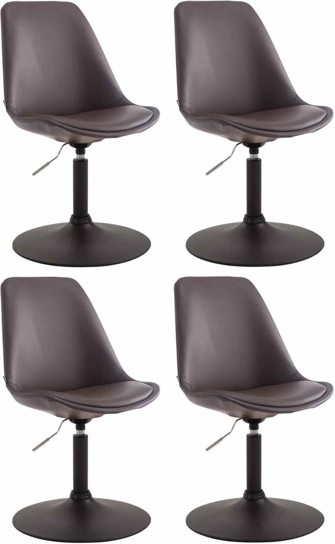 CLP Maverick Set van 4 Eetkamerstoelen - Kunstleer bruin zwart