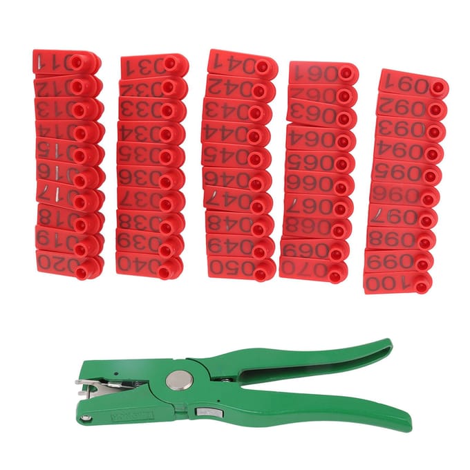 Oormerktang Professionele Dierlijke Oormerk Applicator met Oormerken voor Vee Fok red