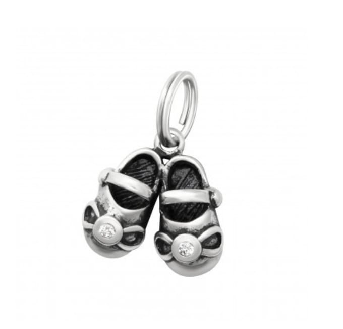 Hanger- Babyschoentjes - Zilver - Bedel