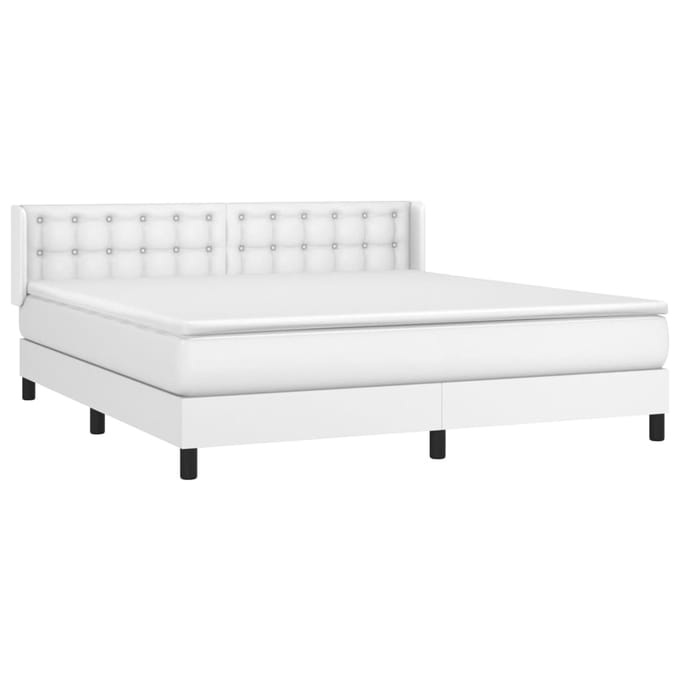 vidaXL - Boxspring - met - matras - kunstleer - wit - 160x200 - cm