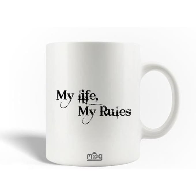 Mug en Céramique - MANIACASE - My life My rules - 30cl - Blanc - Compatible lave-vaisselle