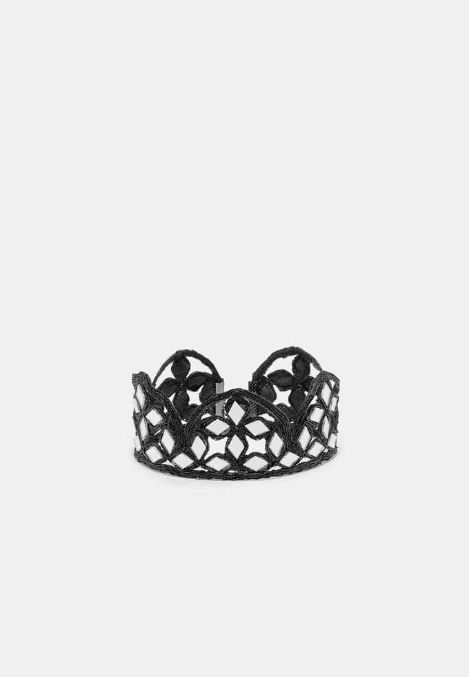 Stradivarius Choker met golvend design en spiegels  Zwart OS