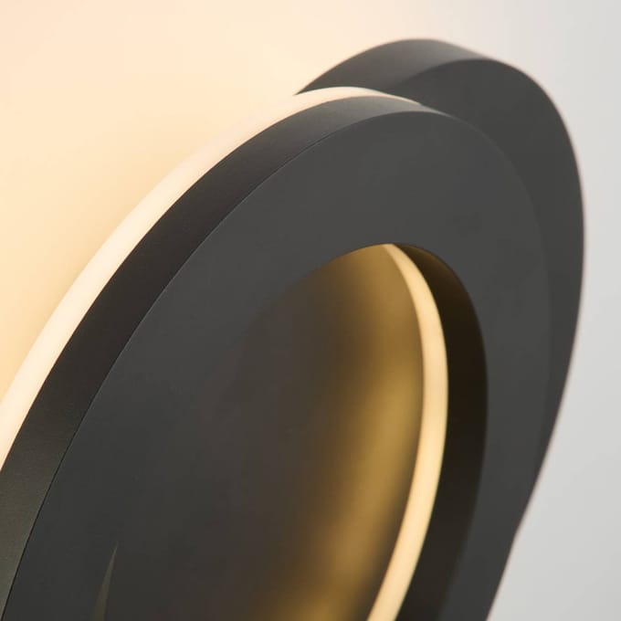 Searchlight Hyde LED buiten wandlamp, zwart, Ø 21 cm, aluminium, indirect