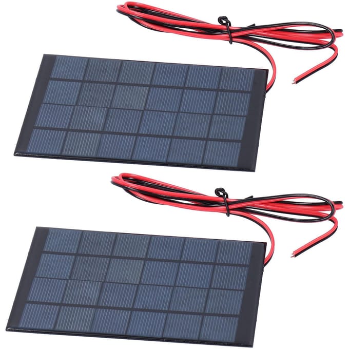 Lot de 2 mini modules d'énergie solaire, panneau époxy avec câble de 100 cm, accessoires électroniques, DC 6 V 2 W gray