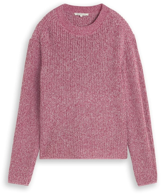 Tom Tailor Denim - Gebreide trui met relaxte pasvorm - Maat L - dusty berry mouline