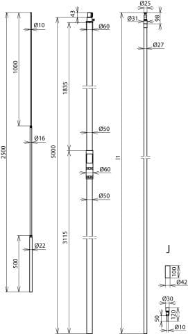 DEH HVI Stroomgeleiderset D 27mm L5000 met luchtaansluitingen - 819433