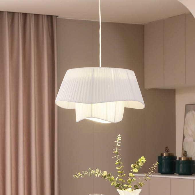 Lindby - Hanglamp - 1licht - IJzer, textiel - H: 19.8 cm - E27 - wit