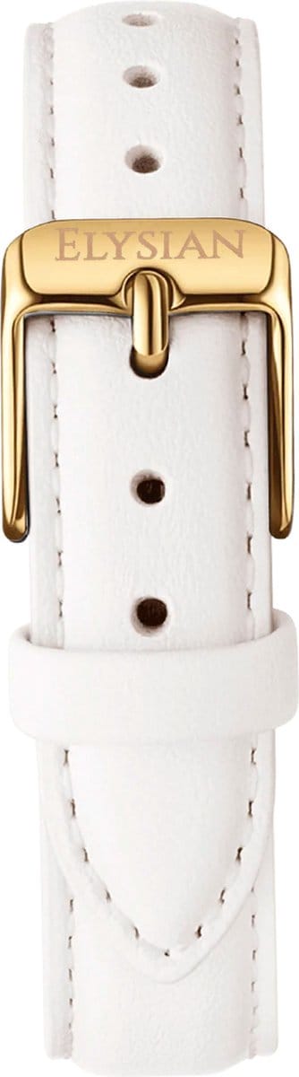 Elysian Horlogebandje - Wit Leer - Gouden Gesp - 18mm - Quick Release - Verstelbaar