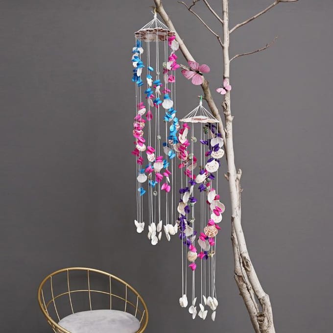 Coquillages colorés exquis style japonais double dragon couleur blanche carillon éolien mode bijouterie shell