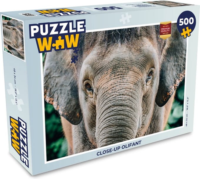 Puzzel Close-up olifant - Legpuzzel - Puzzel 500 stukjes