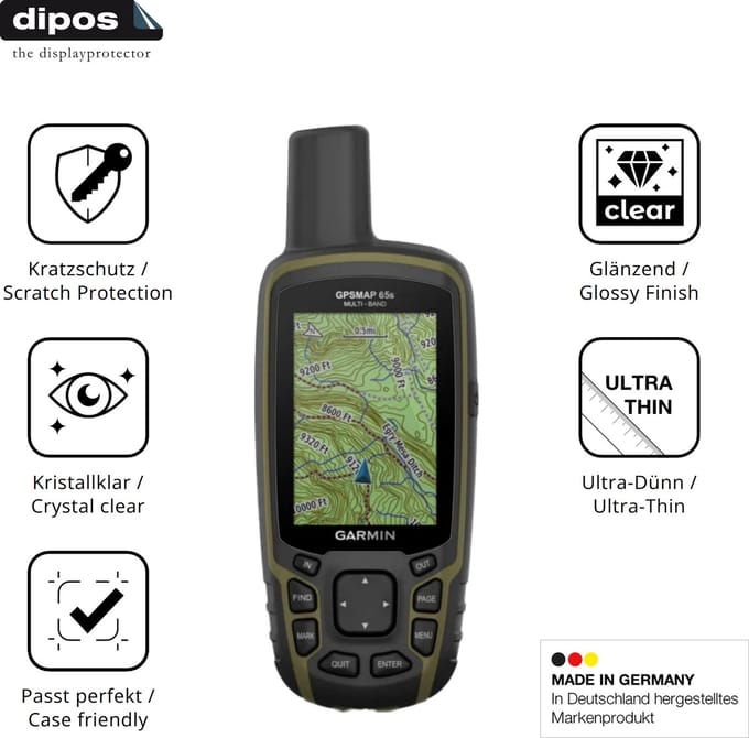 dipos – 2x Beschermfolie geschikt voor Garmin GPSMAP 65s | Krasbestendige & heldere Screenprotector Ultra-Thin