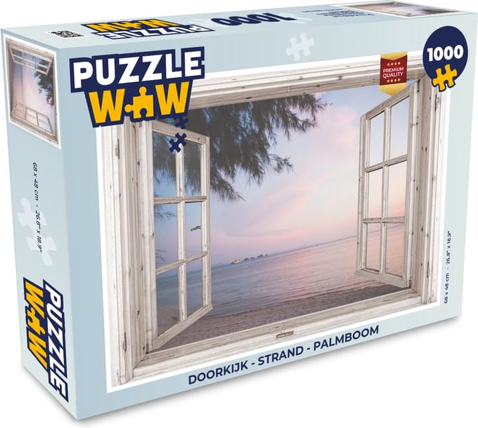 Puzzel Doorkijk - Strand - Palmboom - Legpuzzel - Puzzel 1000 stukjes volwassenen