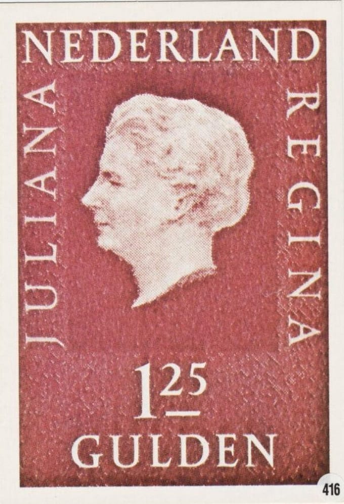 Briefkaart met afbeelding Juliana Regina postzegel