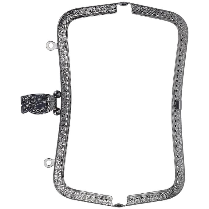 Metalen Portemonnee Frame DIY Kussensluiting Lock Retro Embossed Handvat Hardware Accessoires 20cm Pistool Zwart gray