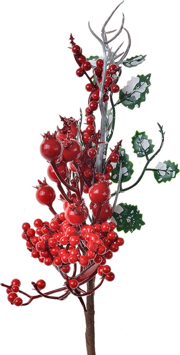 Clayre & Eef Decoratie Tak 34 cm Rood Kunststof
