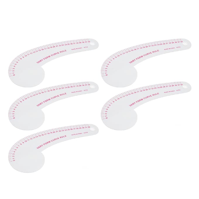 5PCS Règles Courbes de Couture Multifonctionnelles Transparentes Haute Précision Règle de Modélisme Courbe pour Dessin Artisanat Projet de Couture white