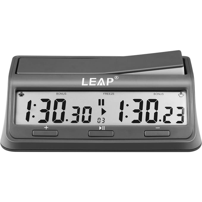 LEAP Schaklok Digitale Schaklok Professioneel voor Bordspellen Timer met 37 Vooraf Ingestelde Programma's grijs