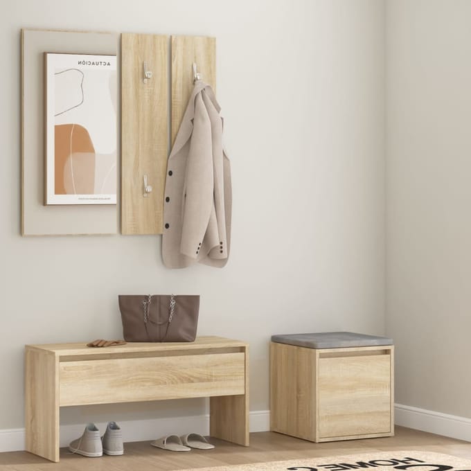 vidaXL - Garderobe - set - bewerkt - hout - sonoma - eikenkleurig