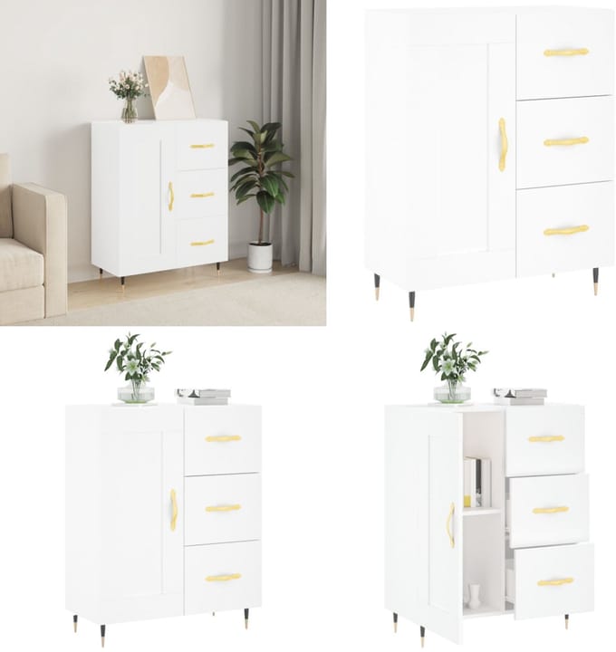 vidaXL - Dressoir - 69,5x34x90 - cm - bewerkt - hout - wit