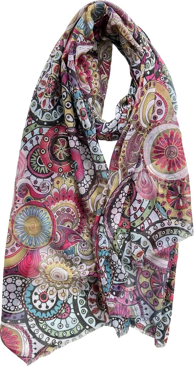 Dames zomer sjaal glitter bewerking - Roze/Pink