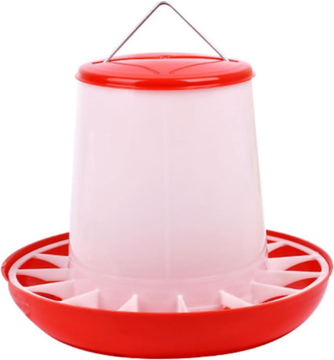 Kuiken Feeder - Pluimvee Voederbak - Pluimvee Voeren - Hangend Ontwerp - 9kg met Deksel - Geel