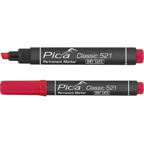 Carton Pica Classic 521/40 Permanent Marker rood - beitelpunt  (10 Stuks)