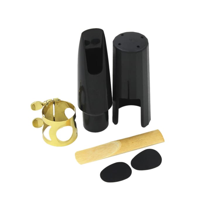 Tenor Sax Saxofoon Mondstuk Kunststof met Kap Metalen Gesp Riet Mondstuk Patches Pads Kussens black