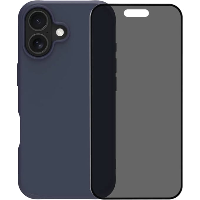 BlueBuilt Protective Back Cover met MagSafe iPhone 17 Blauw + iPhone 17 Privacy Screenprotector Glas