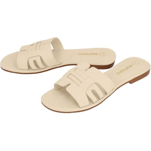 ESMARA Dames slippers - met leer (Beige, 41)