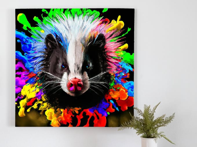 Rainbow skunk explosion | Rainbow Skunk Explosion | Kunst - 60x60 centimeter op Canvas | Foto op Canvas