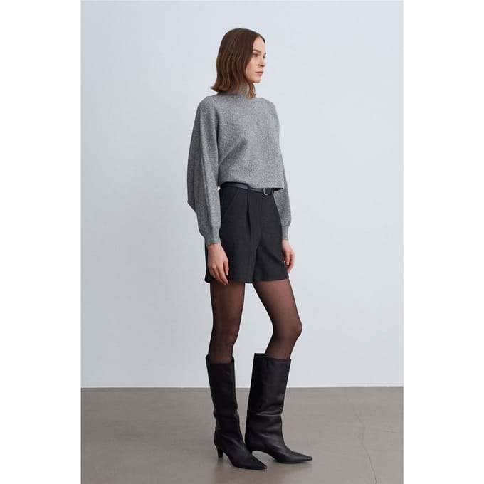 Hoge Taille Met Ceintuur Wijde Pantalon Korte Broek