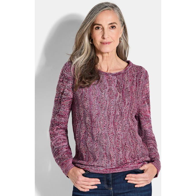 Tricot pullover met golfpatroon - roze / gedess. - Gr. 40 van Goldner Fashion