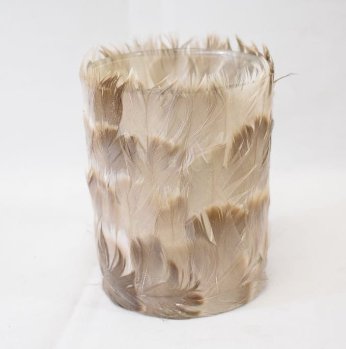 ZoeZo Design - waxinelichtjeshouder - glas - veren - Hoogte 13 x Ø 10 cm
