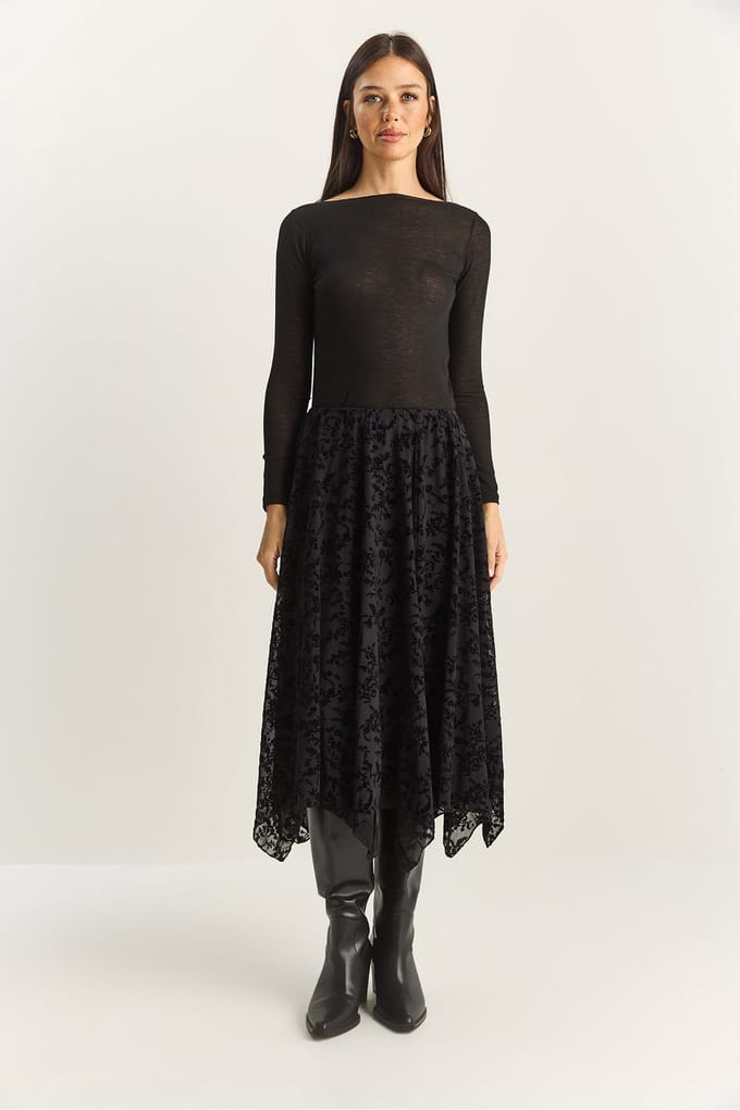 Hoge Taille Asymmetrische Midi Rok