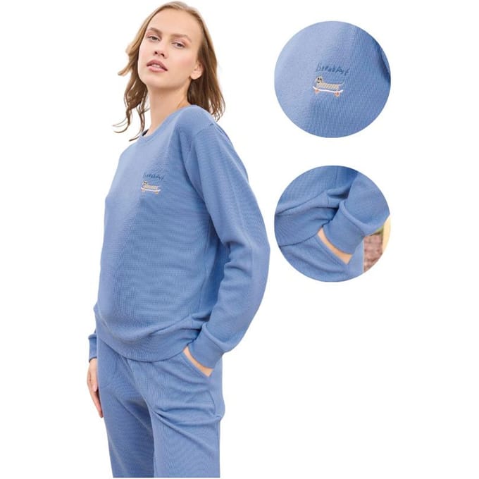 Pyjama Femme Aydogan L Pantalon Long et Manches Subtil Élégant Confortable gray