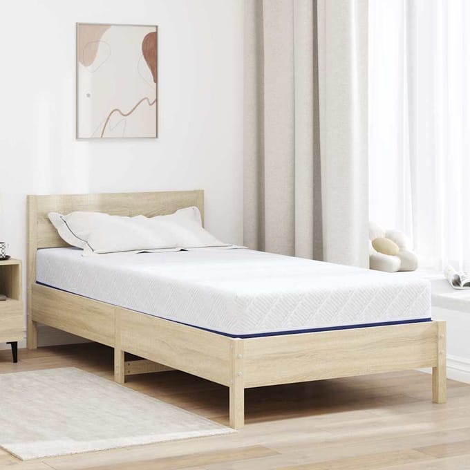 vidaXL - Matras - Medium - stevig - 120 - x - 200 - cm - Wit - en - Blauw