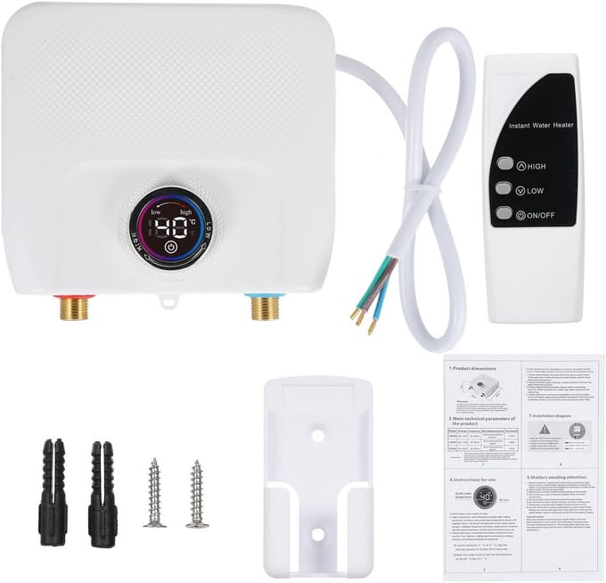 Doorstroom Waterverwarmer - Mini Boiler - Direct Warm Water - Compact Ontwerp - 6500 W - Wit