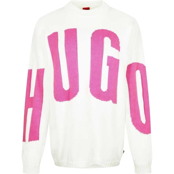 Hugo Dames/Dames Crew Hals Relaxed Fit Trui met Lange Mouwen (Natuurlijk)