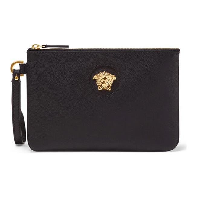 Versace La Medusa Leren Pouch Zwart Dames Pouch 1000743-DVIT3T-1B00V Basic Set (Bag+Dust Bag) black
