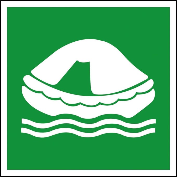 Overlevingsvlot bord kunststof, E038 100 x 100 mm