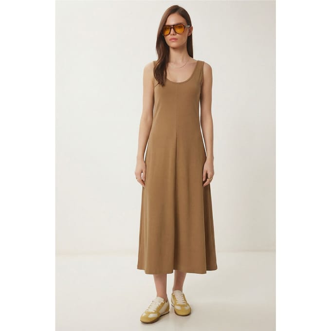 U-Kraag Midi Jurk