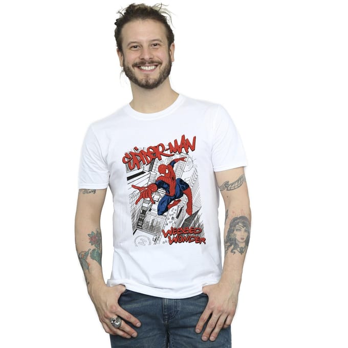 Marvel Heren Spider-Man Sketch City T-Shirt (Wit)