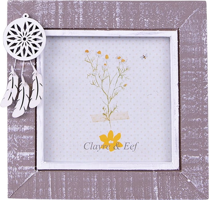 Clayre & Eef Fotolijst 10x10 cm Grijs Wit Hout Dromenvanger