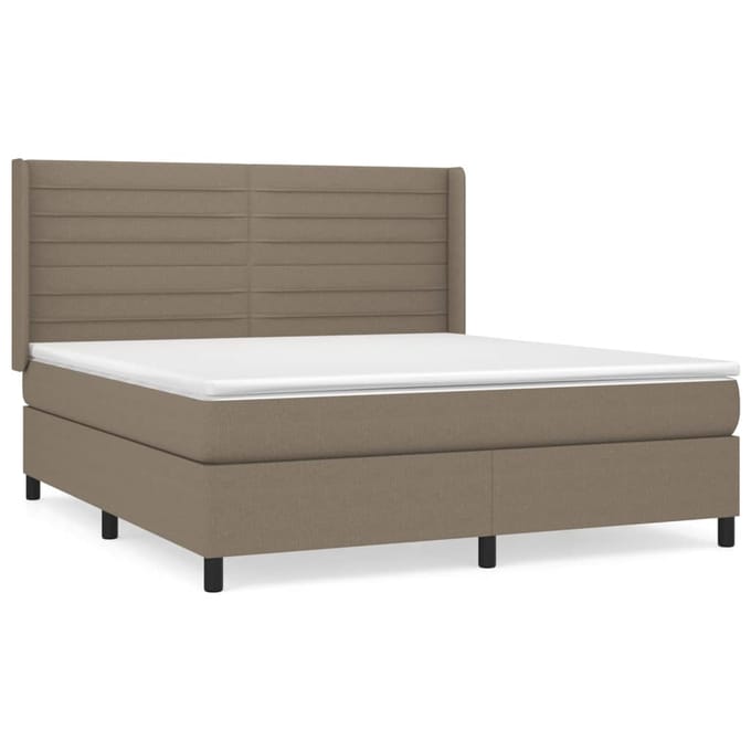 vidaXL - Boxspring - met - matras - stof - taupe - 160x200 - cm